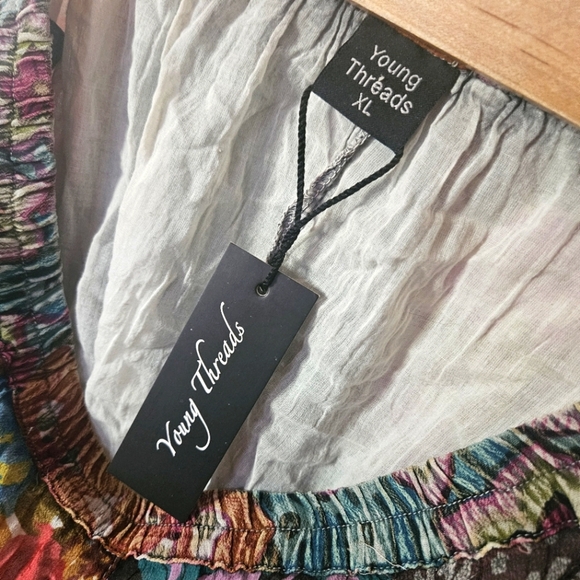 Young Threads Boho Patchwork Chiffon Layered Mini Skirt - Picture 4 of 6